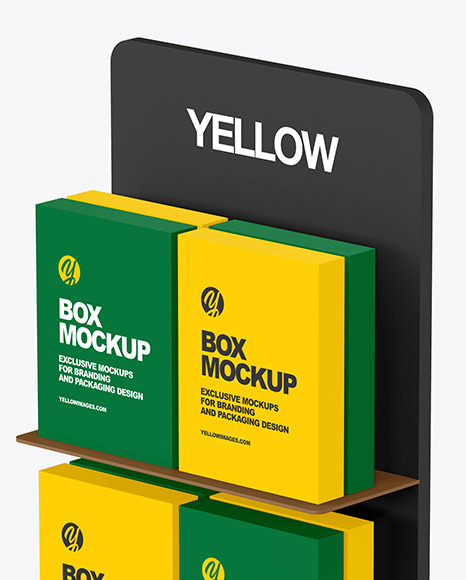 Display Stand With Boxes Mockup