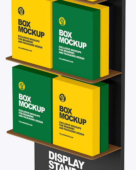 Display Stand With Boxes Mockup