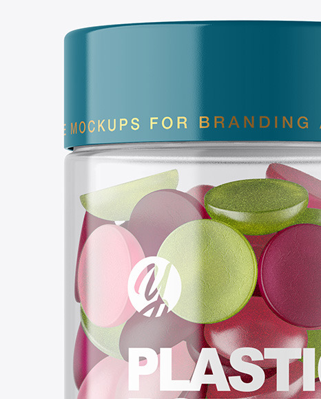 Plastic Bottle with Gummies Mockup