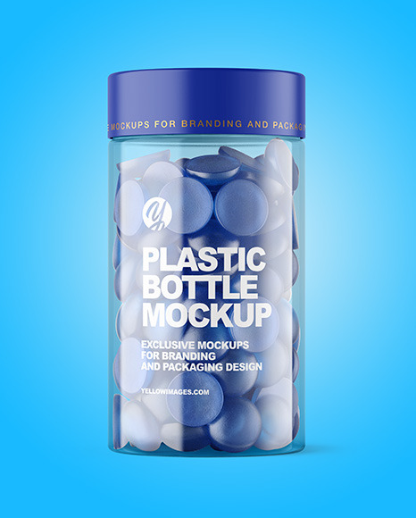 Plastic Bottle with Gummies Mockup