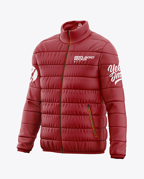 Men's Down Jacket Mockup - Half Side View