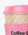 Kraft Paper Coffee Cup w/ Plastic Cap & Carton Holder Mockup