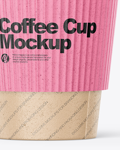 Kraft Paper Coffee Cup w/ Plastic Cap & Carton Holder Mockup