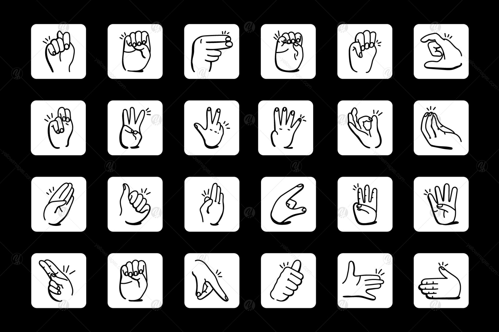 Collection of Doodle Sign Language Icons Collection of Doodle Sign Language Icons