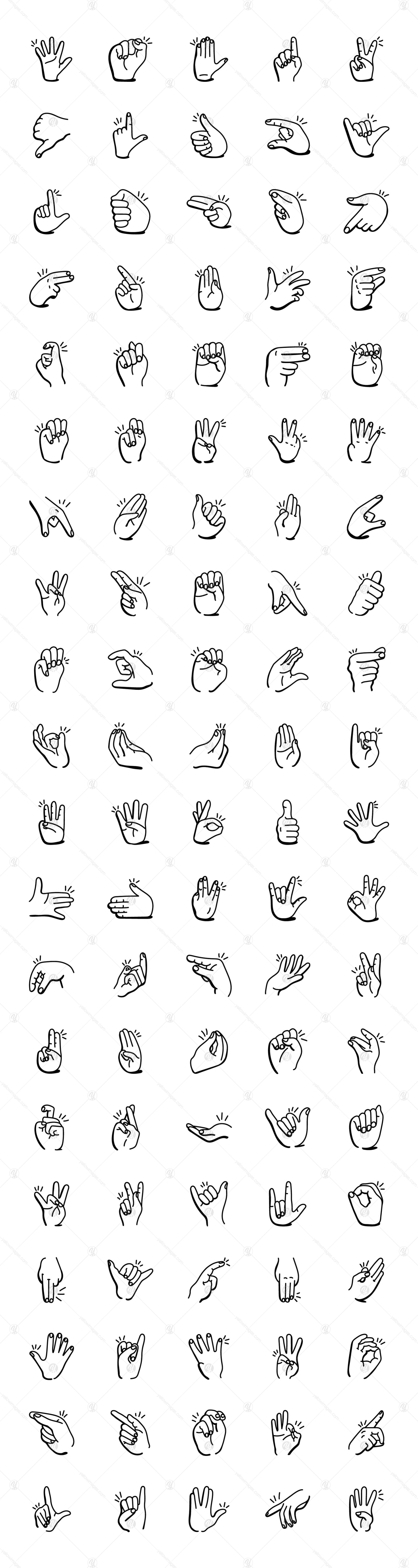 Collection of Doodle Sign Language Icons