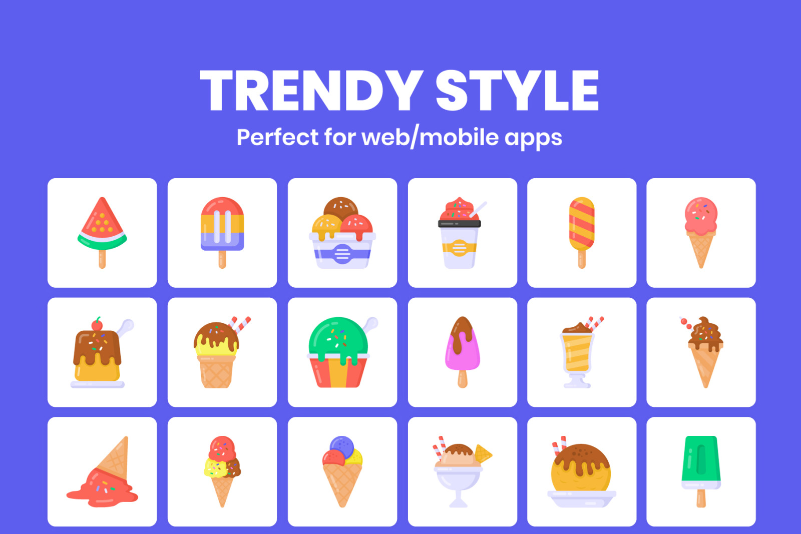 50 Flat Ice Cream Vector Icons 50 Flat Ice Cream Vector Icons
