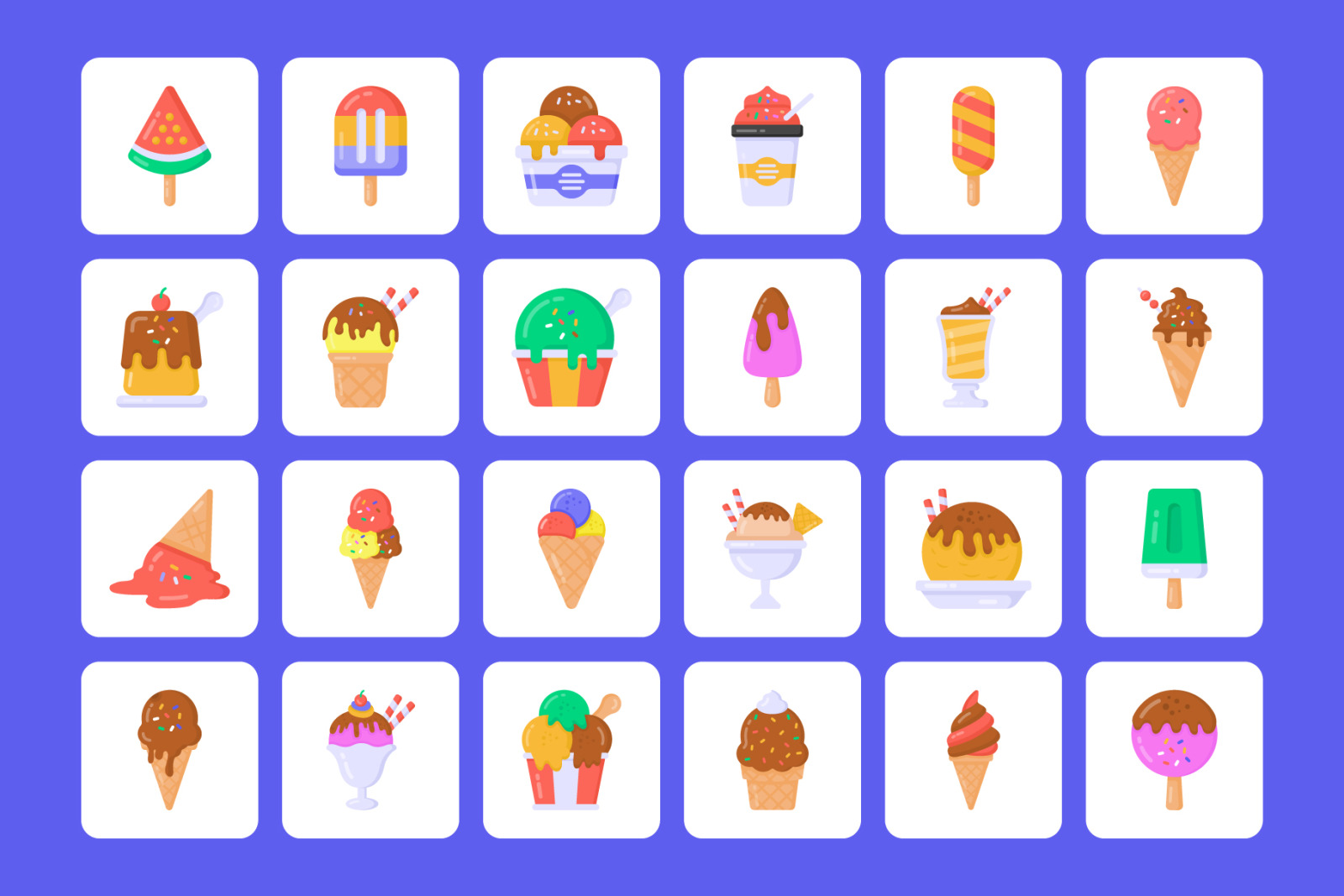 50 Flat Ice Cream Vector Icons 50 Flat Ice Cream Vector Icons