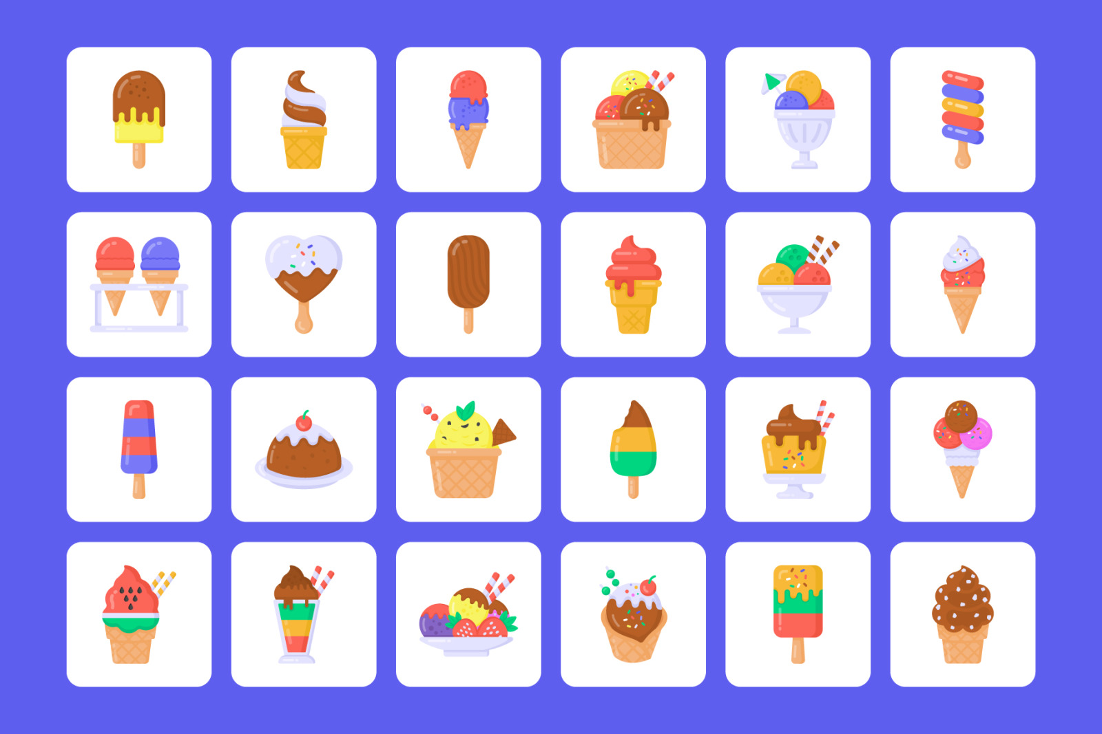 50 Flat Ice Cream Vector Icons 50 Flat Ice Cream Vector Icons
