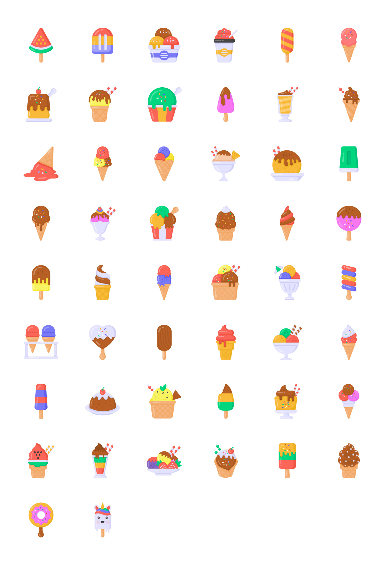 50 Flat Ice Cream Vector Icons 50 Flat Ice Cream Vector Icons