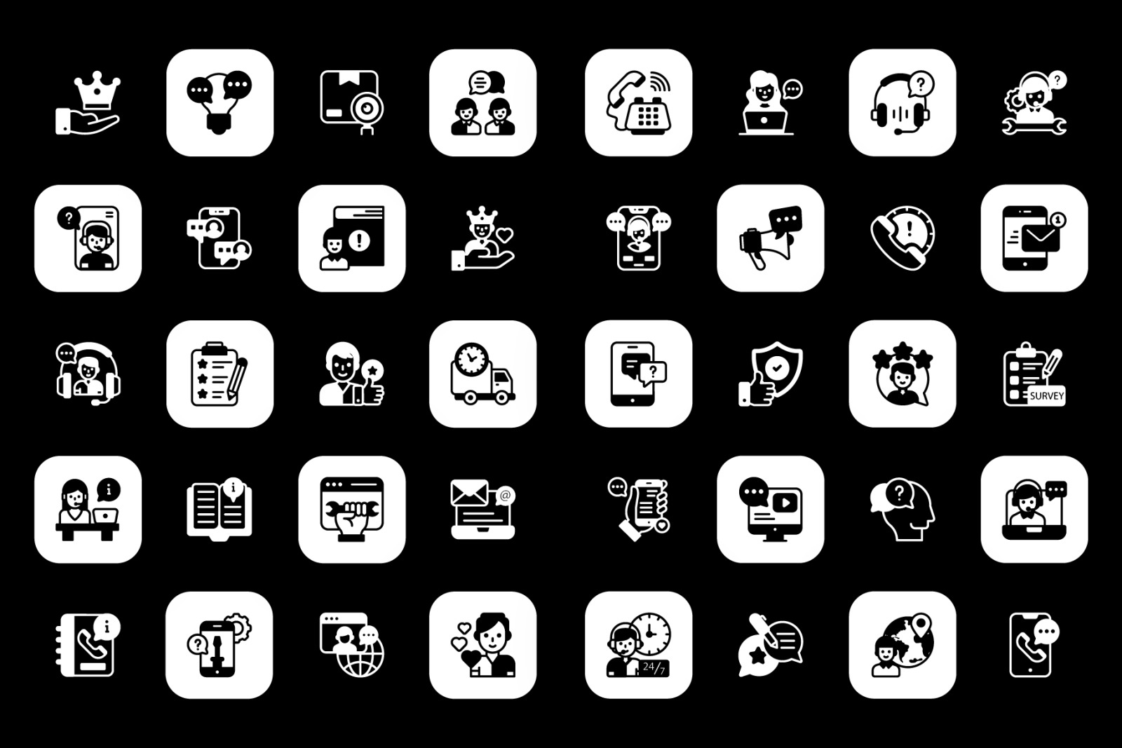 Customer Services and Help Services Solid Icons Customer Services and Help Services Solid Icons