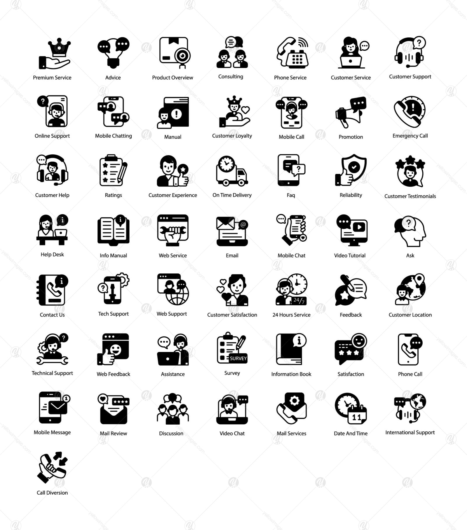 Customer Services and Help Services Solid Icons Customer Services and Help Services Solid Icons