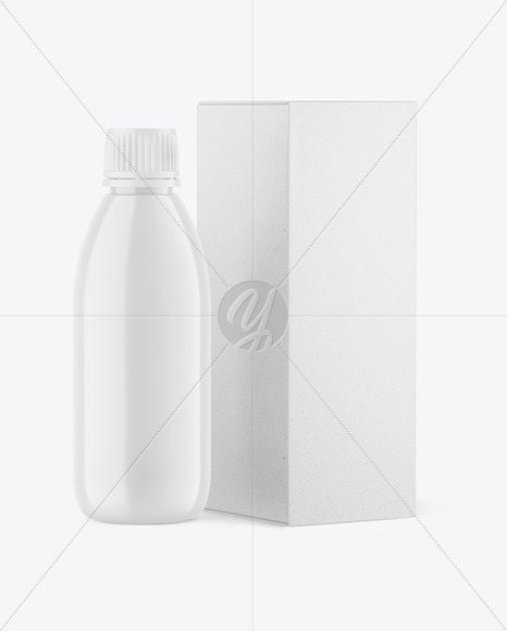 Glossy Bottle w/ Kraft Box Mockup