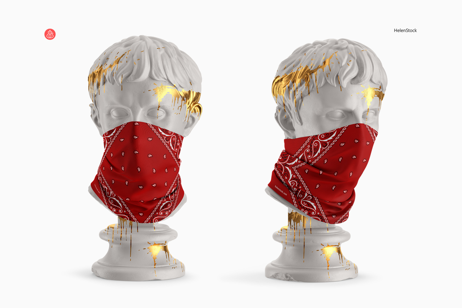 Neck Gaiter on Antique Sculpture Mockup Neck Gaiter on Antique Sculpture Mockup