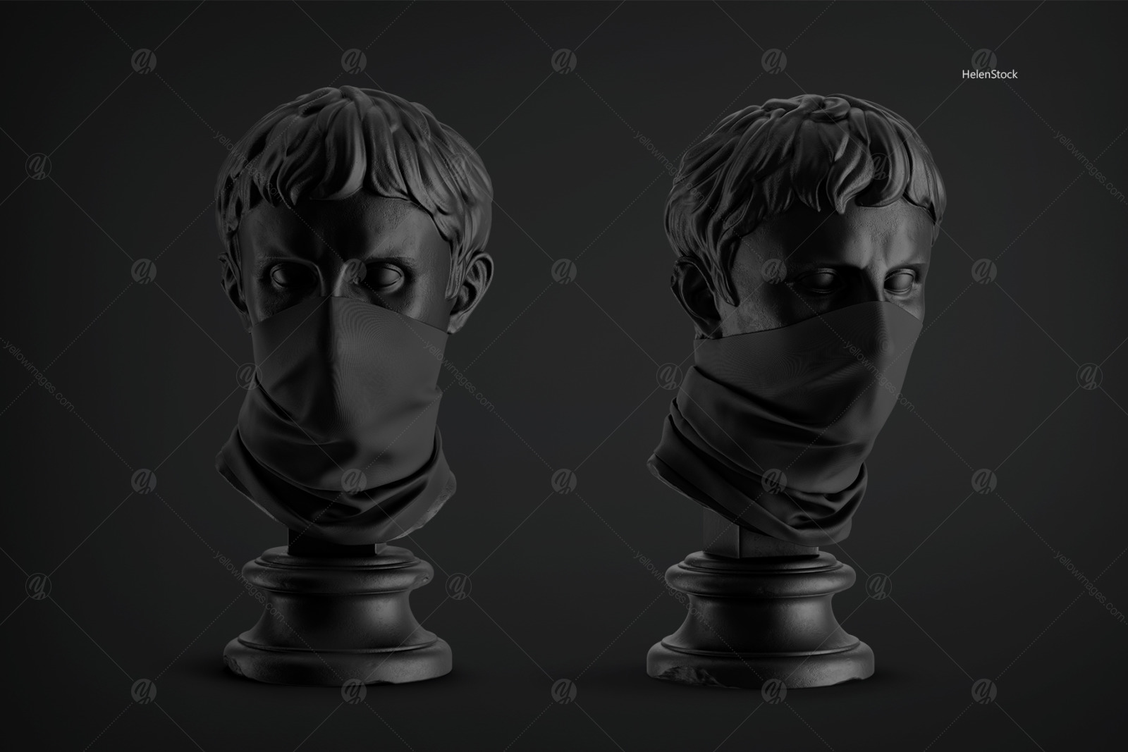 Neck Gaiter on Antique Sculpture Mockup Neck Gaiter on Antique Sculpture Mockup