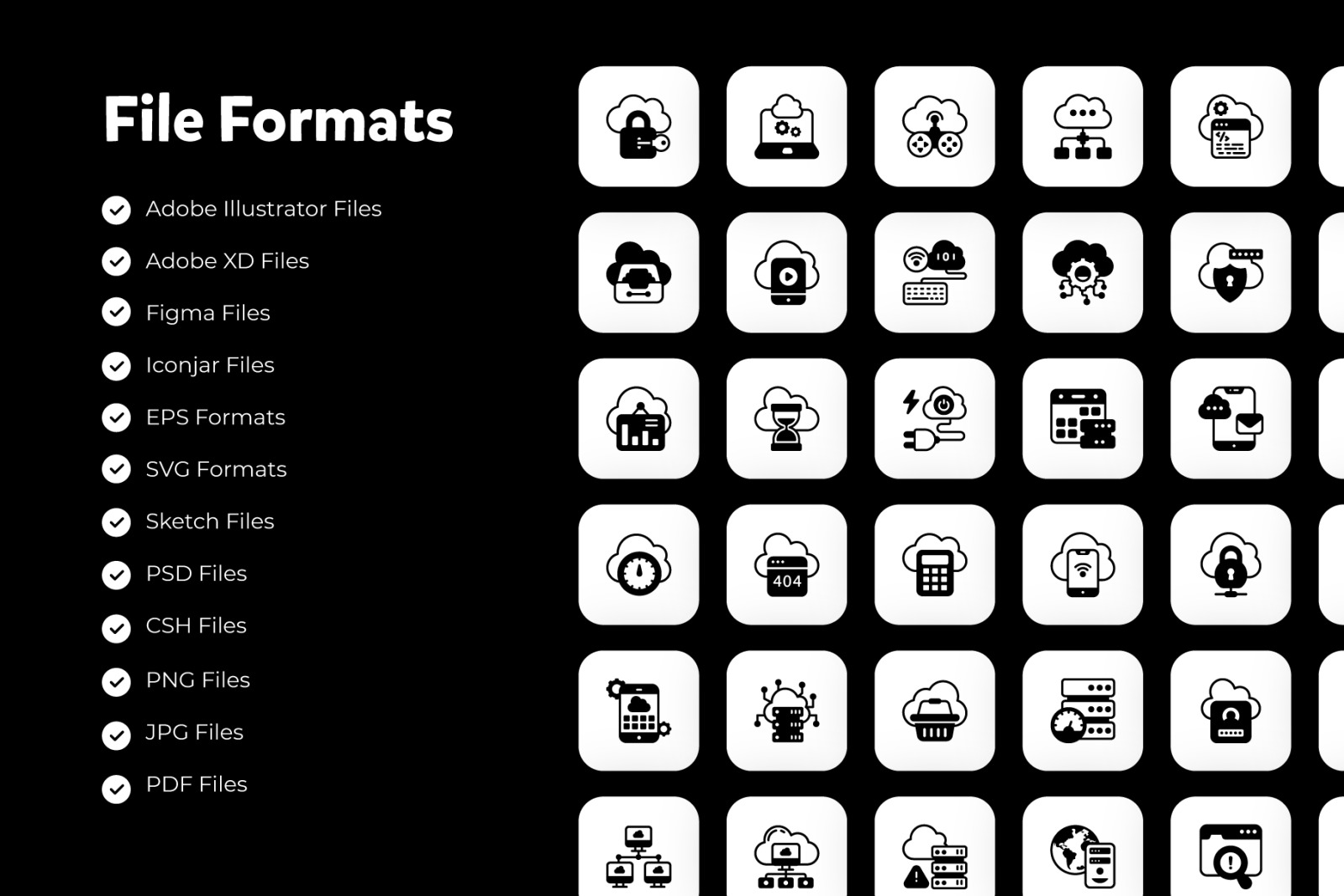 Set of Cloud Computing Solid Icons Set of Cloud Computing Solid Icons
