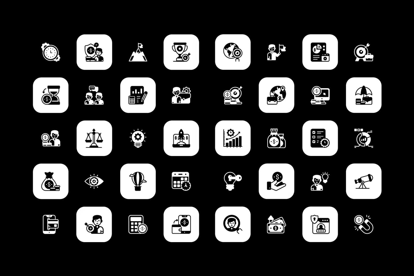 Business and Teamwork Solid Icons Set Business and Teamwork Solid Icons Set