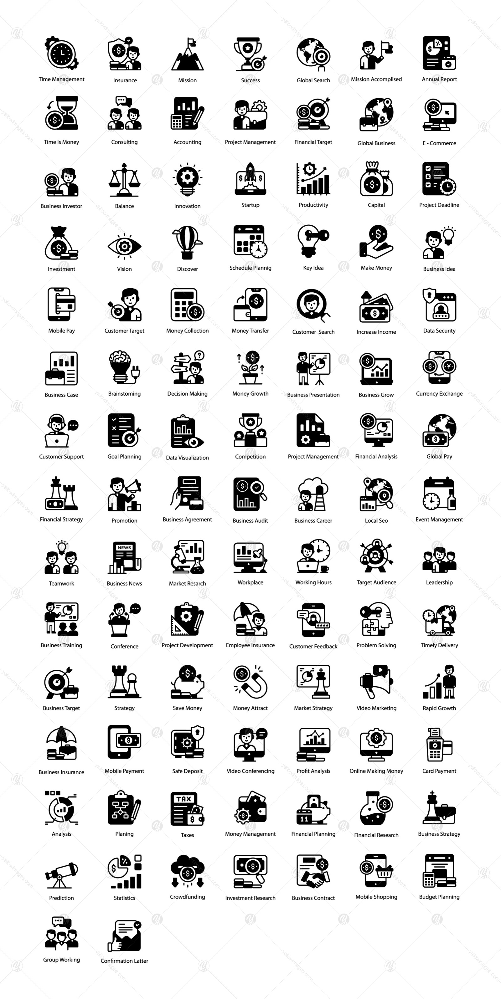 Business and Teamwork Solid Icons Set Business and Teamwork Solid Icons Set