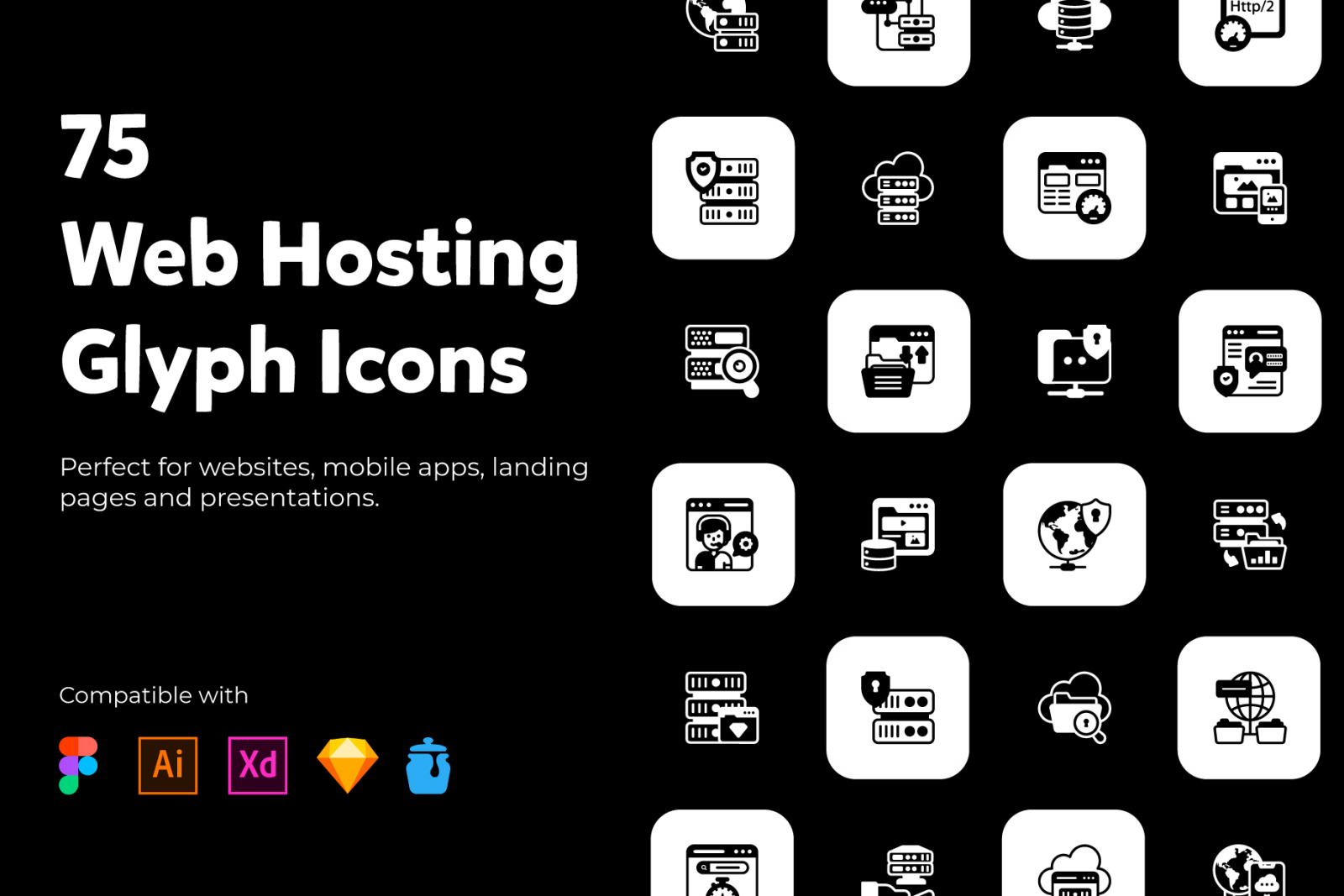 Web Hosting Icon in Modern Filled Style Web Hosting Icon in Modern Filled Style