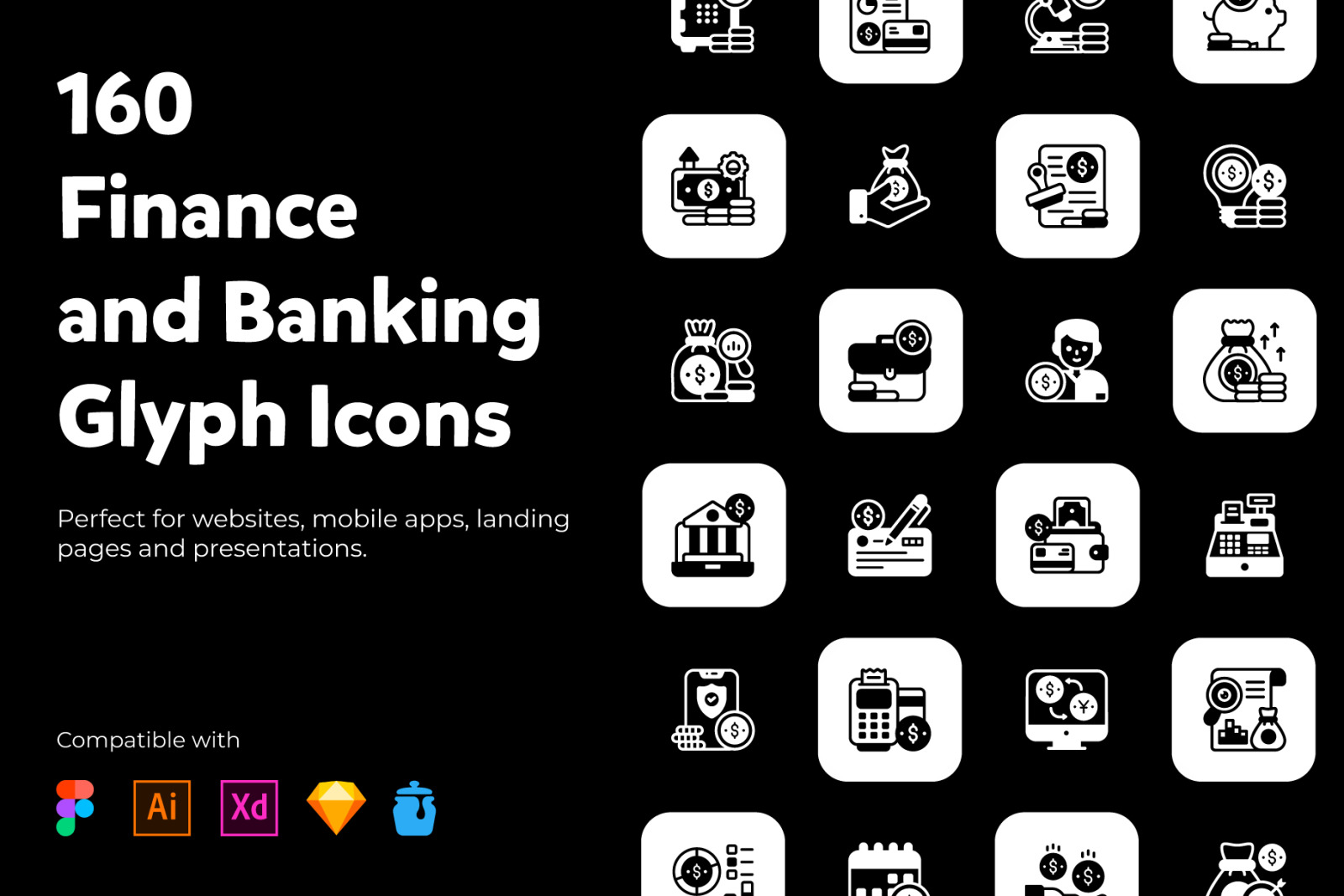 Online Banking and Finance Solid Icons Pack