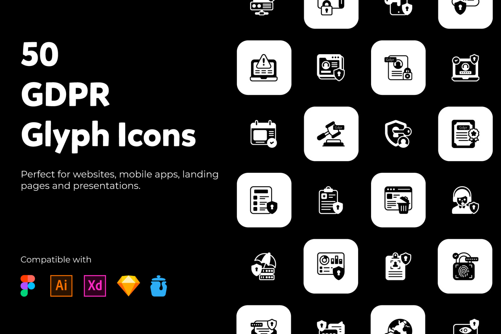 General Data Protection Regulation Solid Icons Pack General Data Protection Regulation Solid Icons Pack