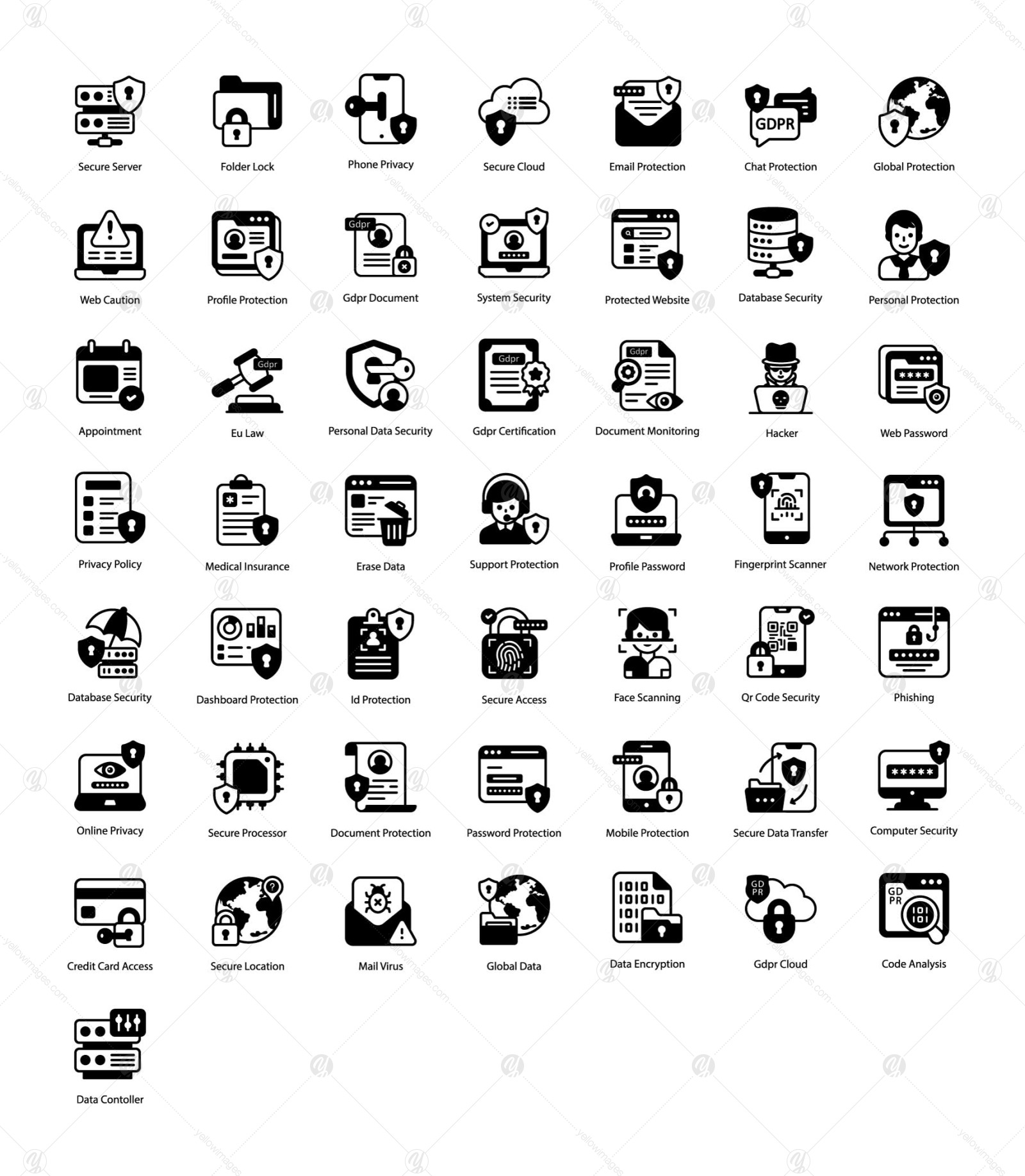 General Data Protection Regulation Solid Icons Pack General Data Protection Regulation Solid Icons Pack