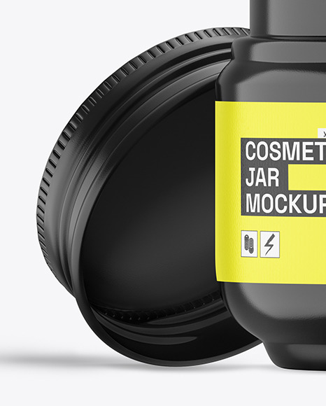 Opened Glossy Cosmetic Jar Mockup