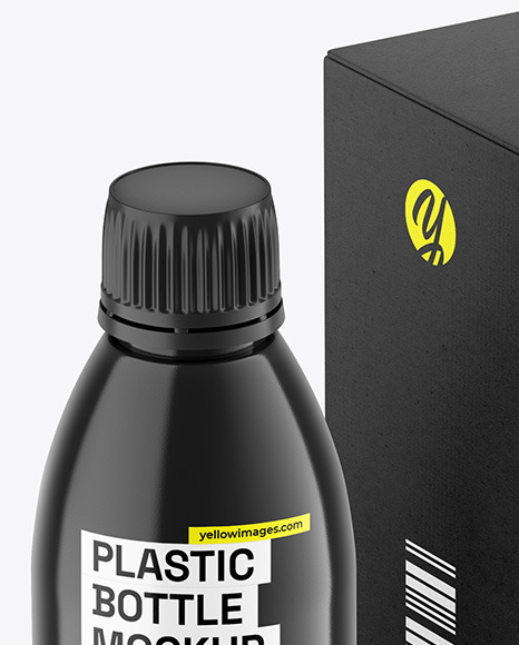 Glossy Bottle w/ Kraft Box Mockup