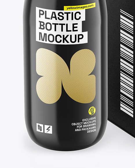 Glossy Bottle w/ Kraft Box Mockup