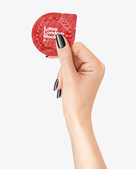 Matte Condom Packaging in a Hand Mockup