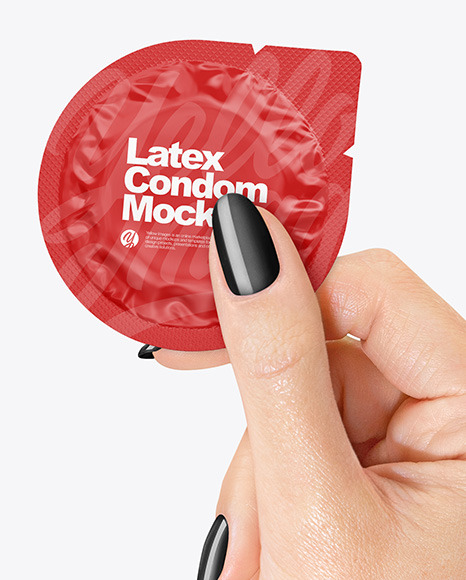 Matte Condom Packaging in a Hand Mockup