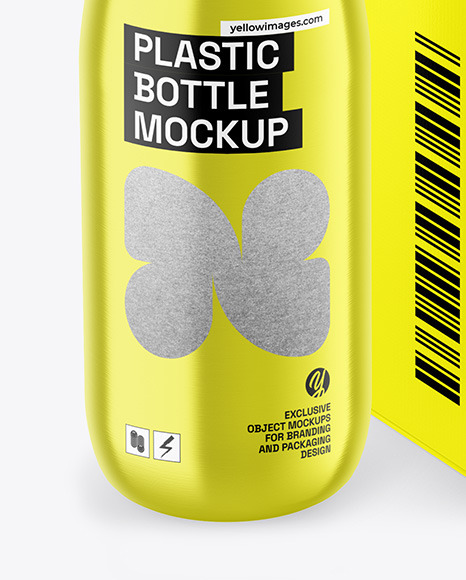 Metallic Bottle w/ Paper Box Mockup