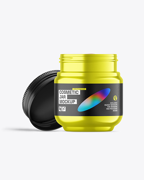 Opened Metallic Cosmetic Jar Mockup