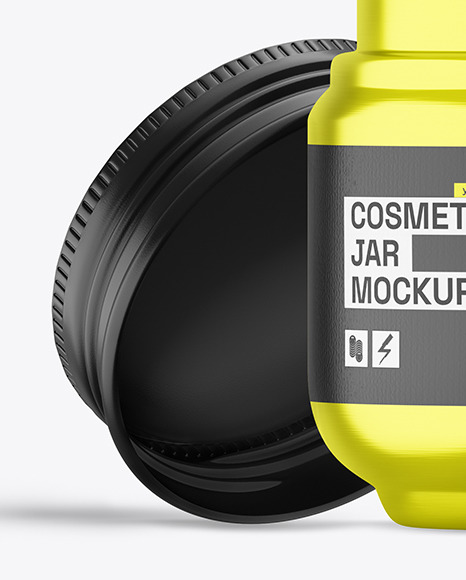 Opened Metallic Cosmetic Jar Mockup