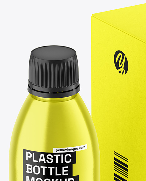 Metallic Bottle w/ Kraft Box Mockup