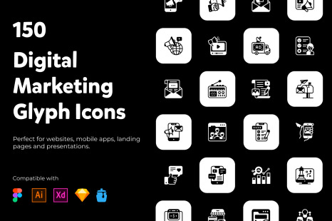 Digital Marketing Solid Icons Pack - Cloud computing