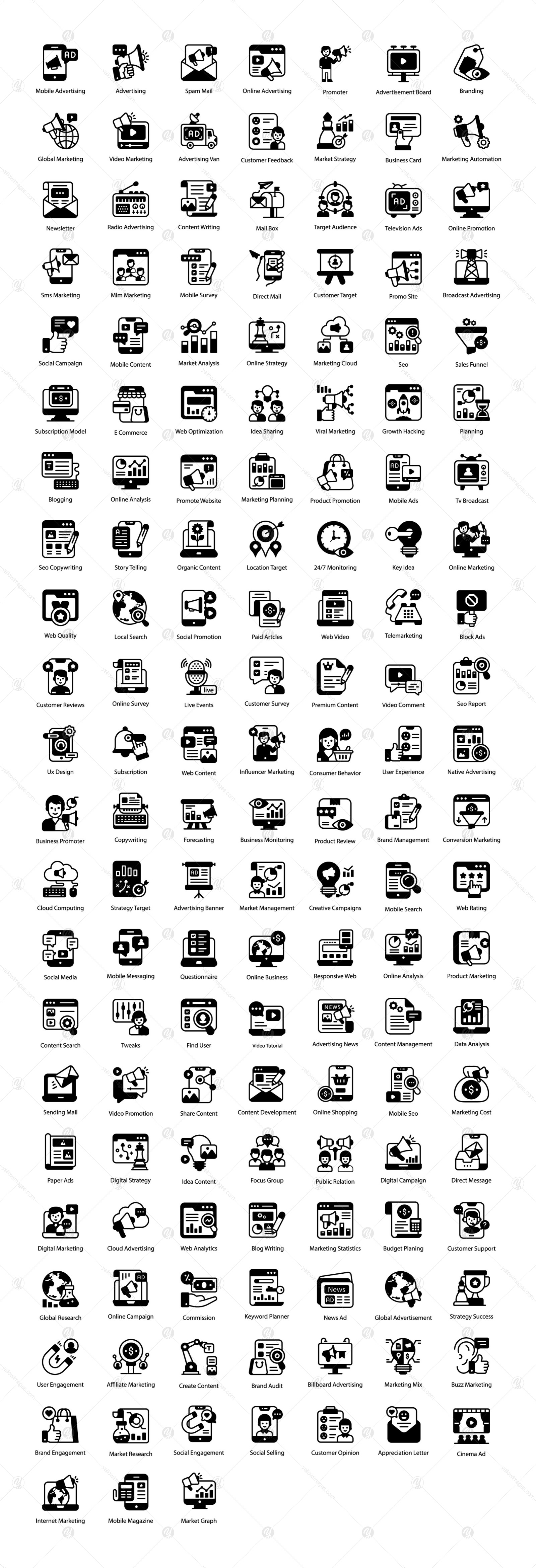 Digital Marketing Solid Icons Pack