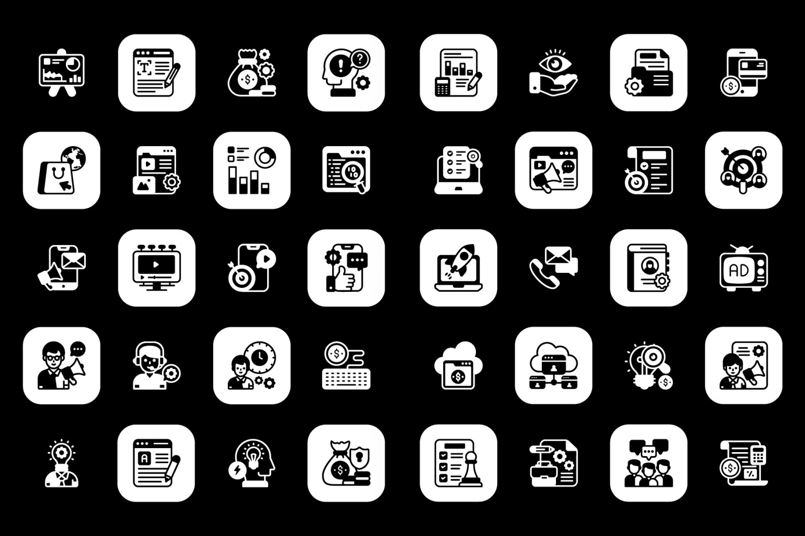 Business Management Solid Icons Business Management Solid Icons