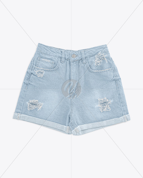 Ripped Jeans Shorts Mockup - Top View