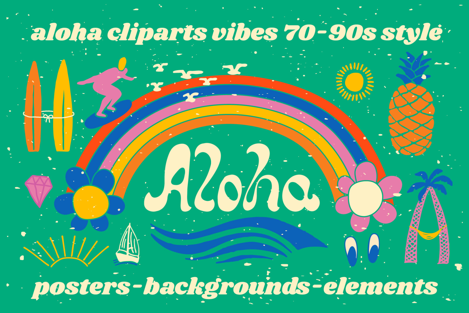 Aloha Cliparts Vibes 70-90s Style Aloha Cliparts Vibes 70-90s Style
