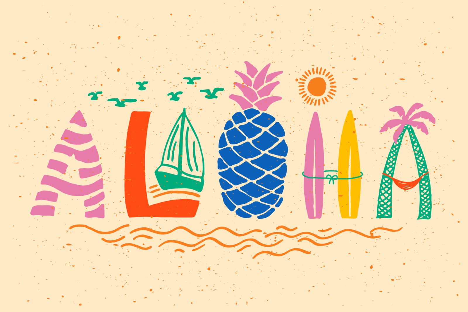 Aloha Cliparts Vibes 70-90s Style Aloha Cliparts Vibes 70-90s Style