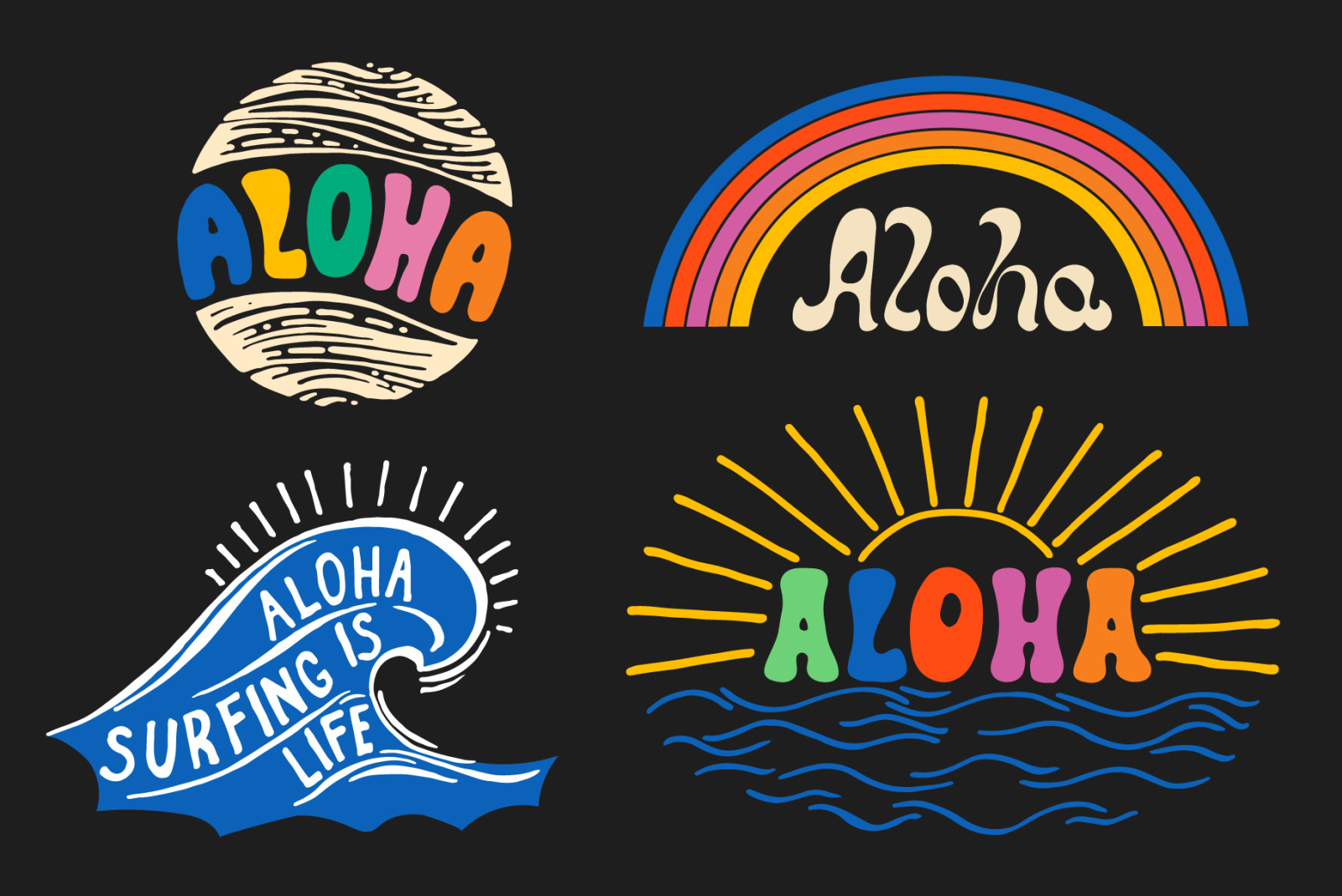 Aloha Cliparts Vibes 70-90s Style Aloha Cliparts Vibes 70-90s Style