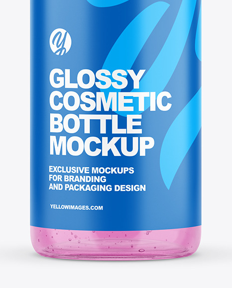 Clear Cosmetic Bottle w/ Bubble Gel Mockup