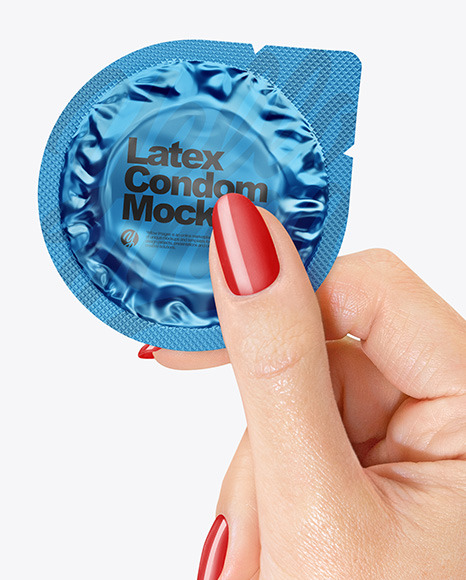 Matte Metallic Condom Packaging in a Hand Mockup