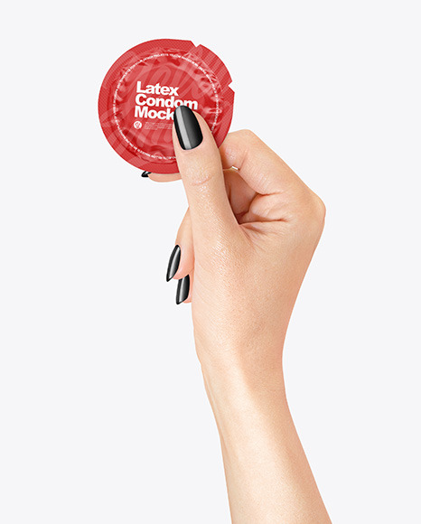 Matte Condom Packaging in a Hand Mockup