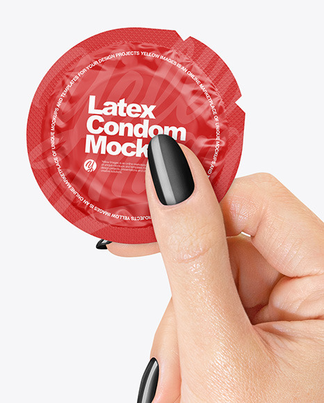 Matte Condom Packaging in a Hand Mockup