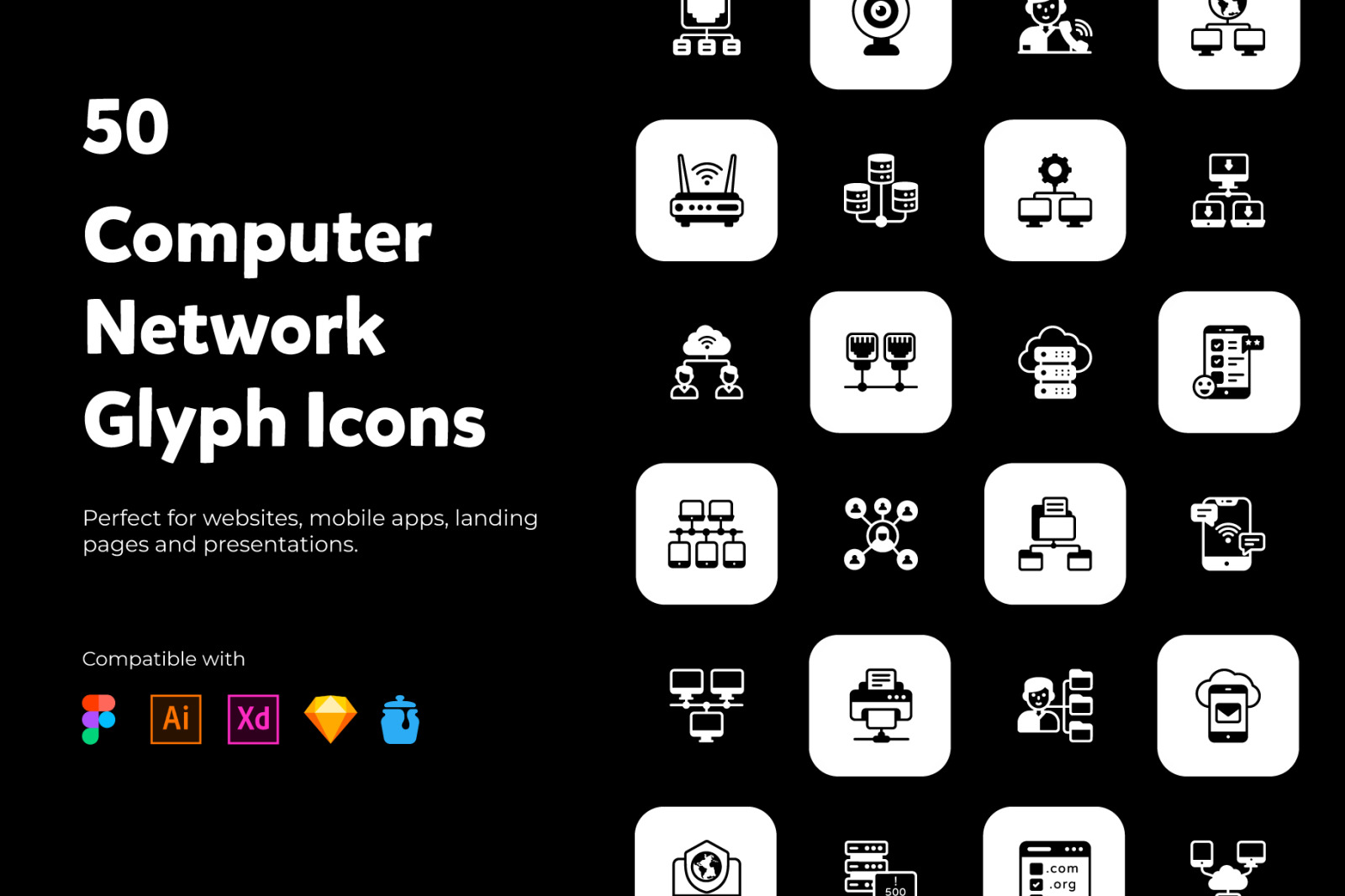 Computer Network Solid Icons Pack