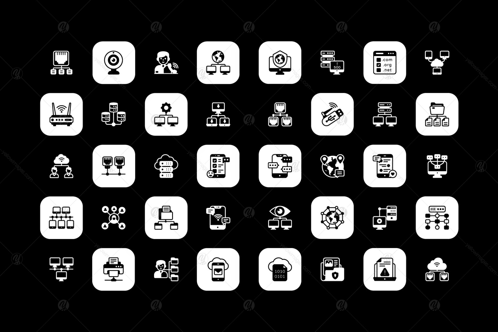 Computer Network Solid Icons Pack