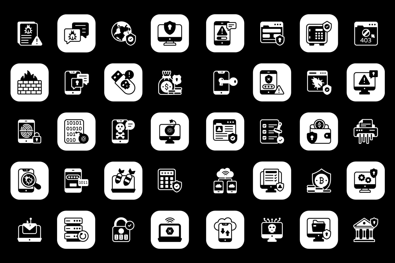 Cybersecurity Solid Icons Pack