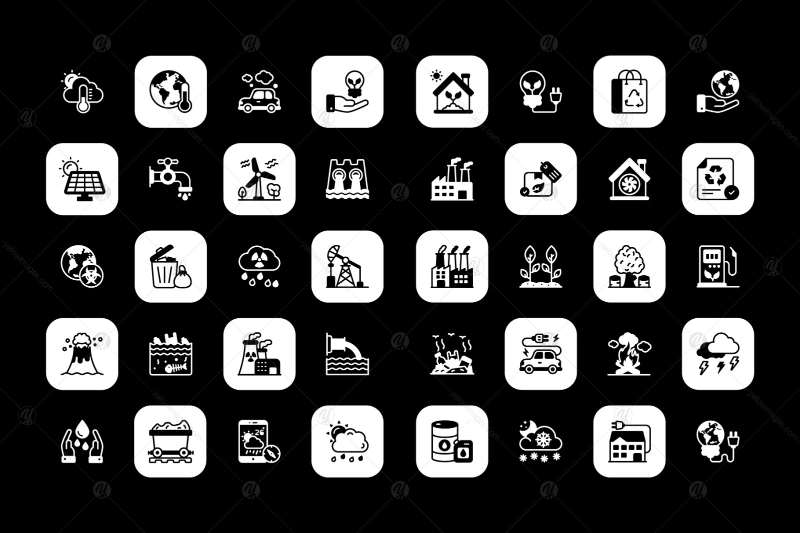 Global Warming Glyph Icons