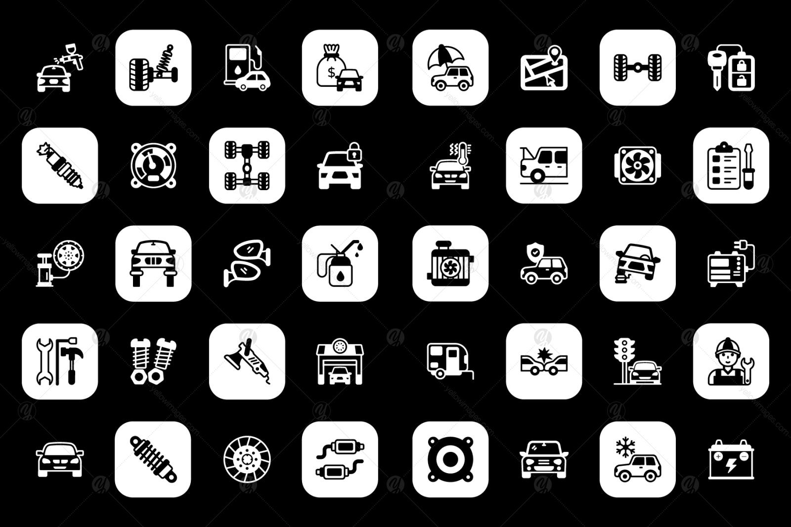 Car Services Solid Icons Pack